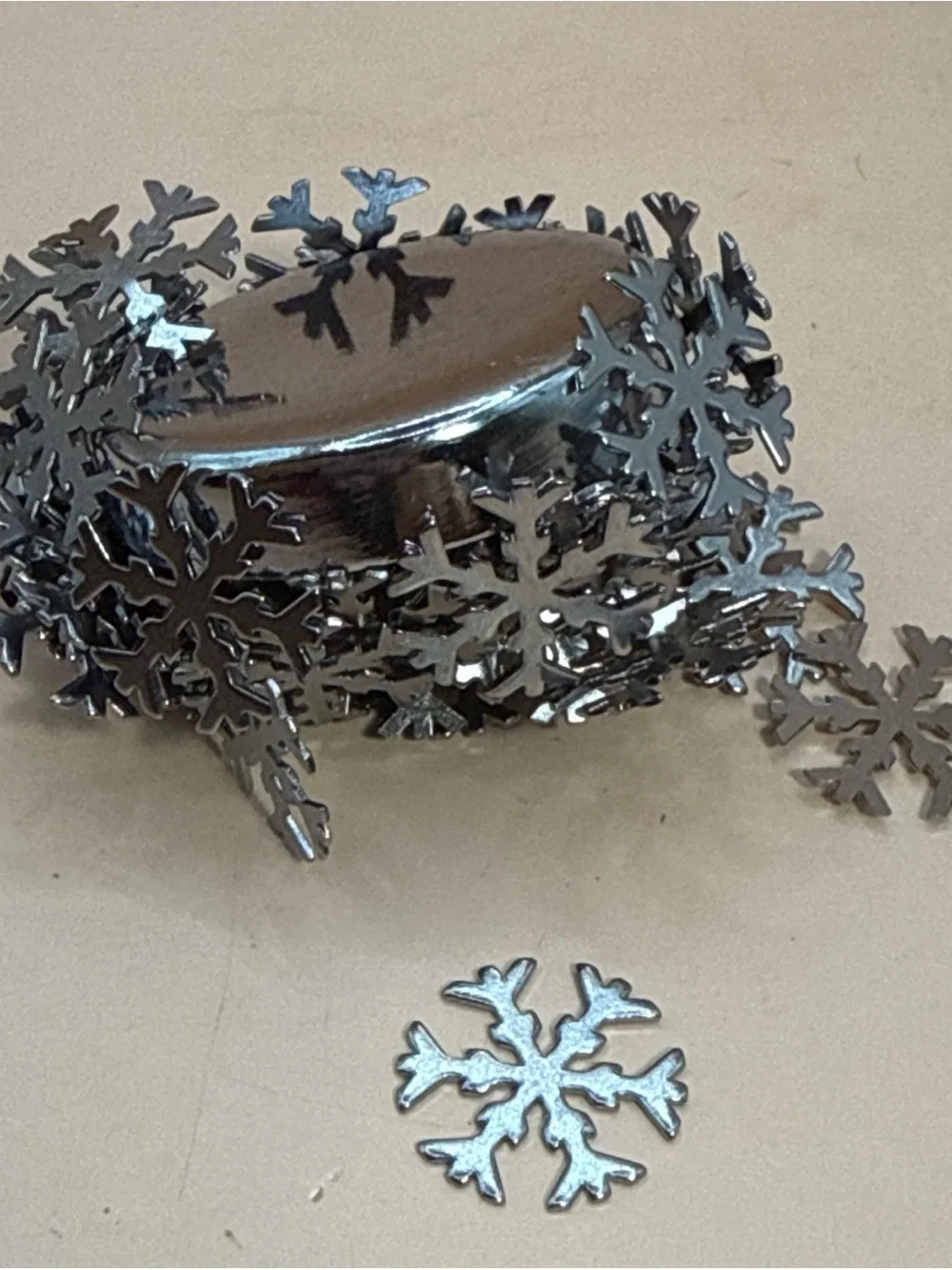 Silver Metal Snowflake Reusable Table Sprinkles with Magnet for Easy Clean Up